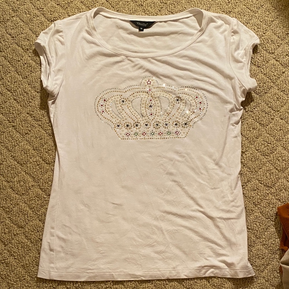 Y2K Vanity jeweled tiara t shirt